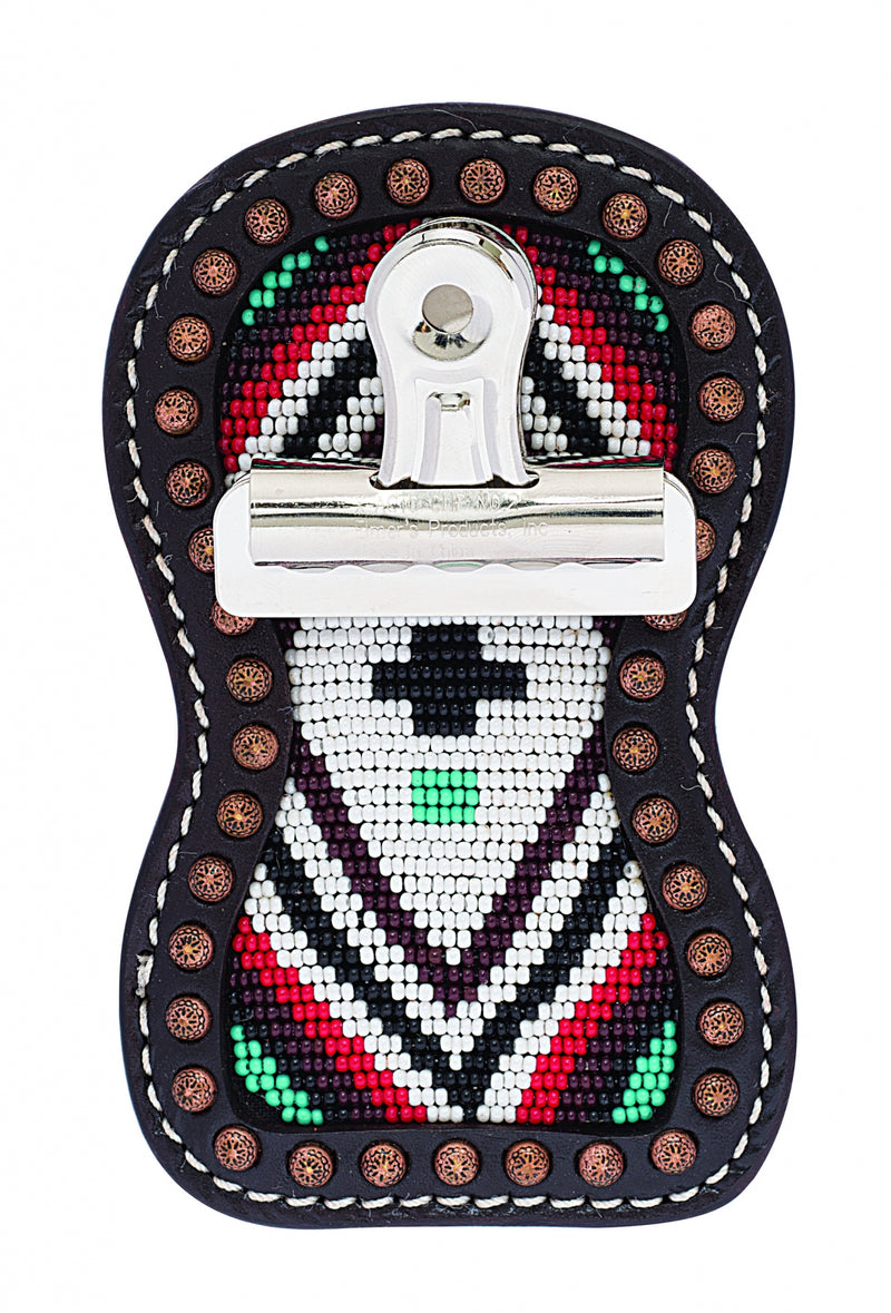 Weaver Diamond Beading Leather Show Number Holder With Clip