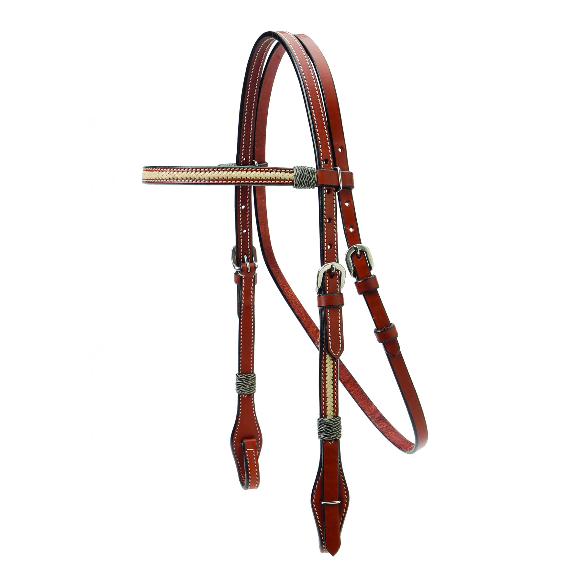 Colorado Saddlery Browband Headstall With Braided Rawhide Overlay