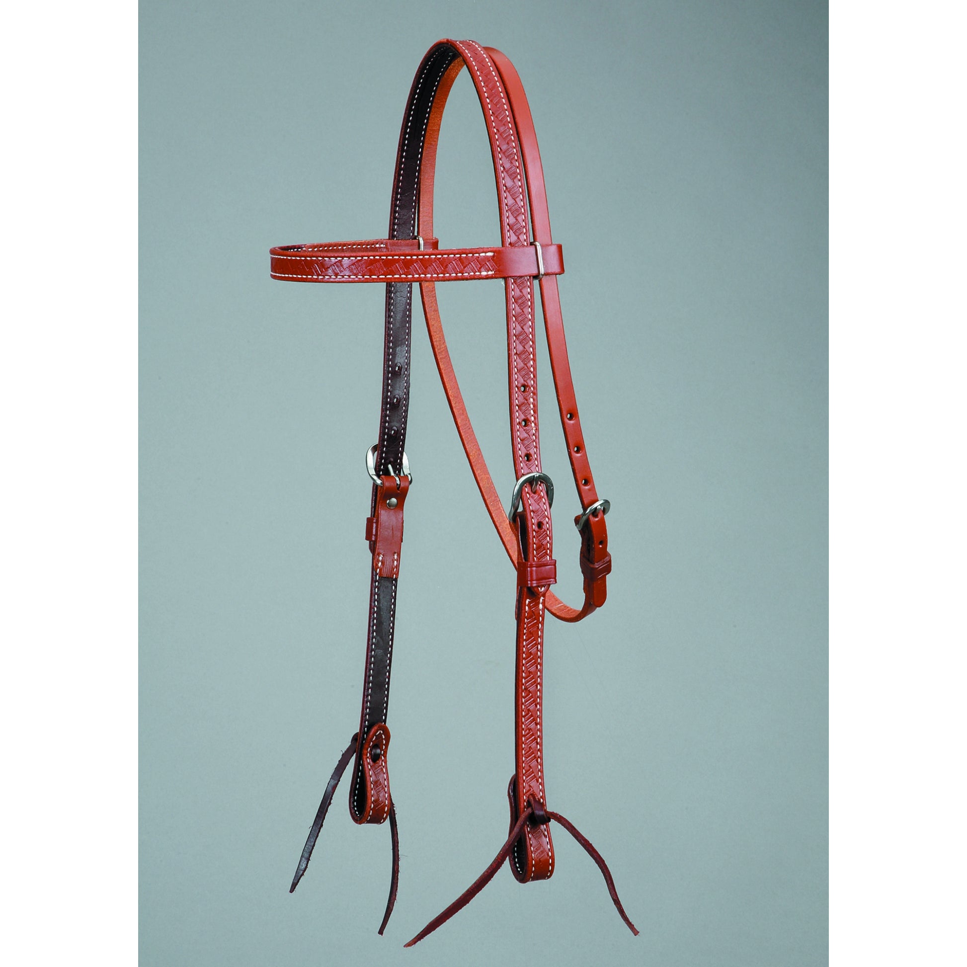 Colorado Saddlery Oiled Basket Stamped Browband Headstall