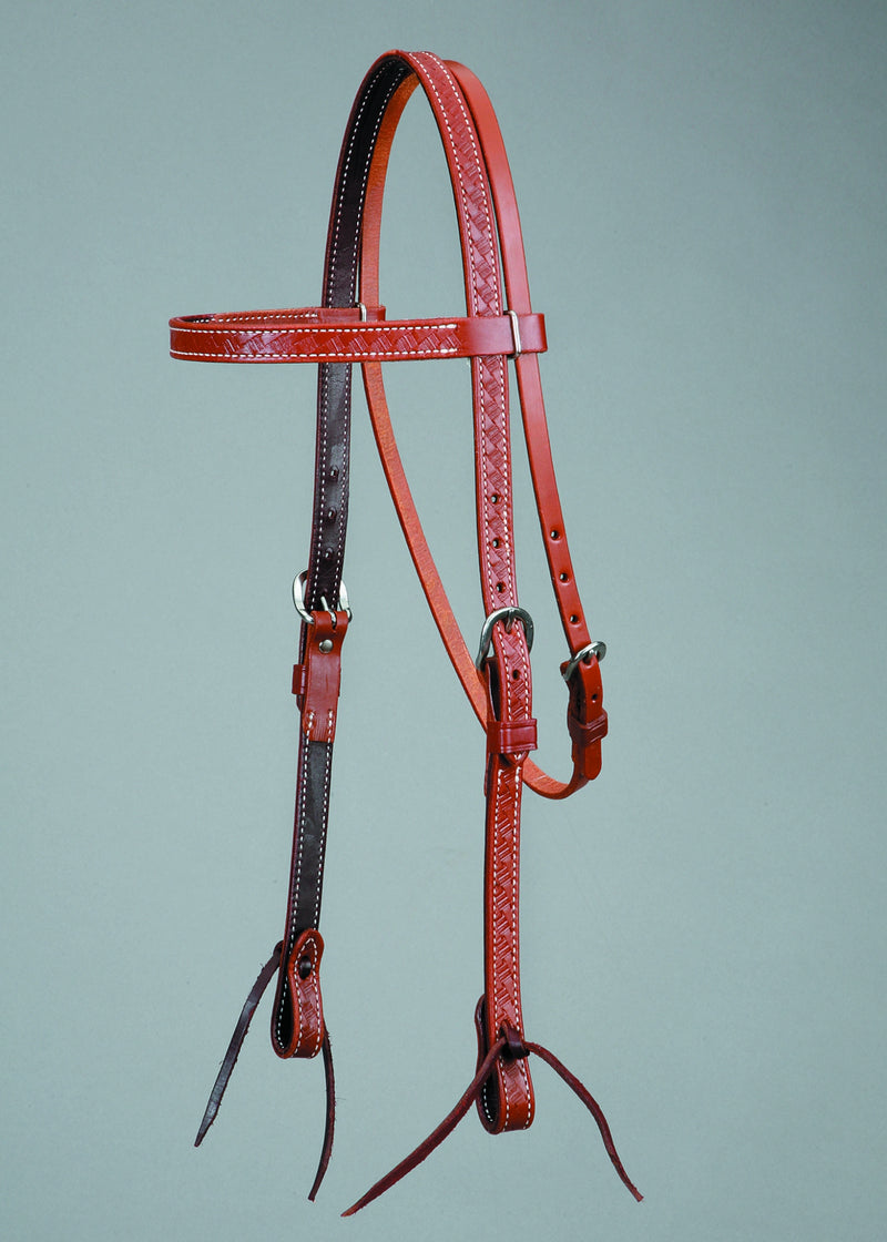 Colorado Saddlery Oiled Basket Stamped Browband Headstall