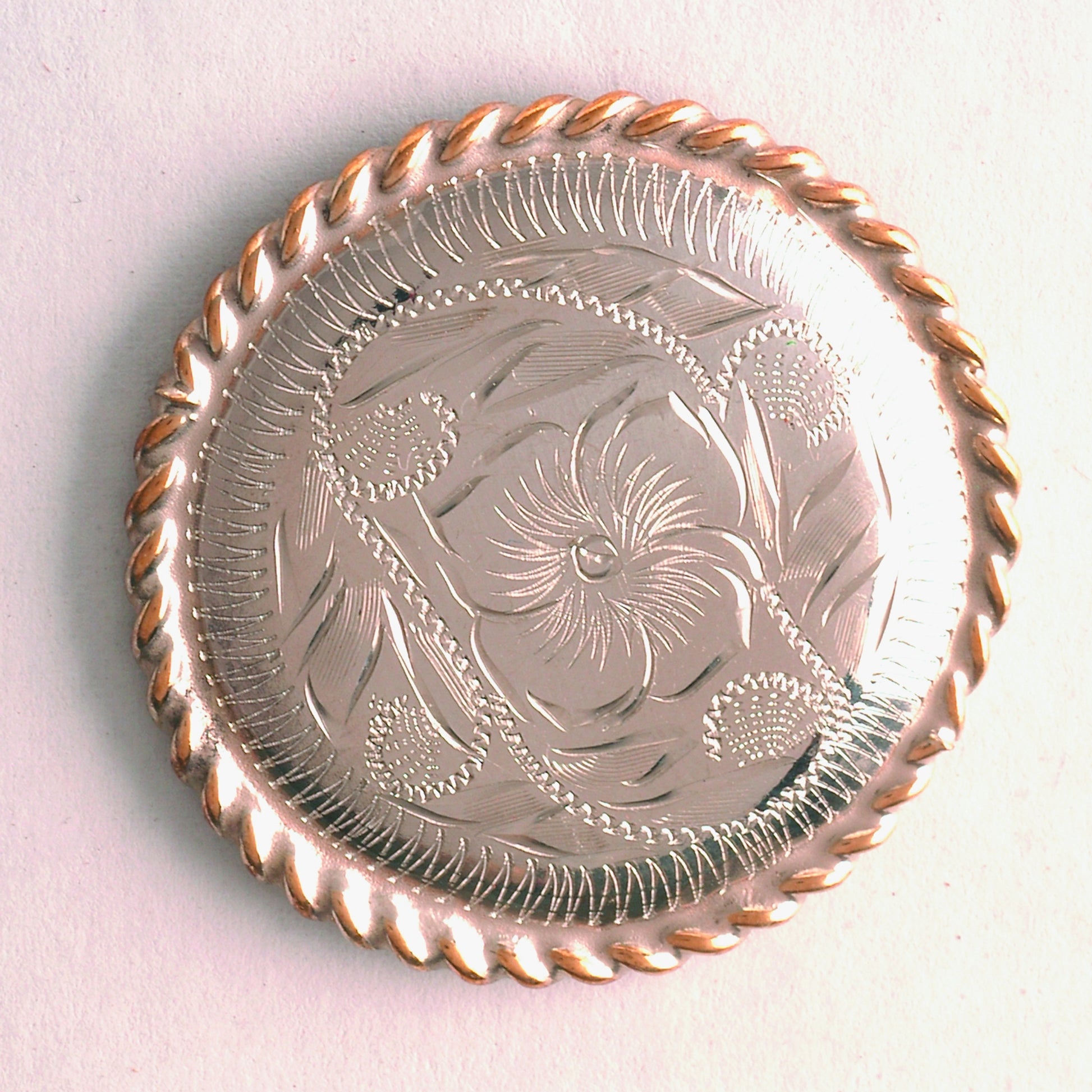 Colorado Saddlery Engraved Nickel Silver Rosette - Wood Screw