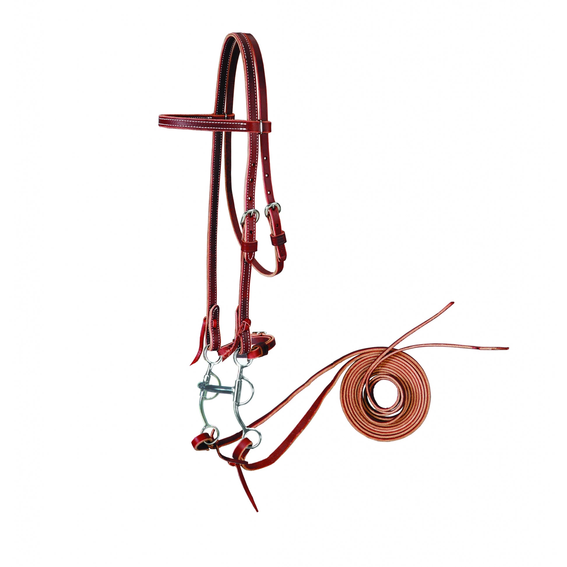 Colorado Saddlery Latigo Browband Bridle Set With Tom Thumb Bit