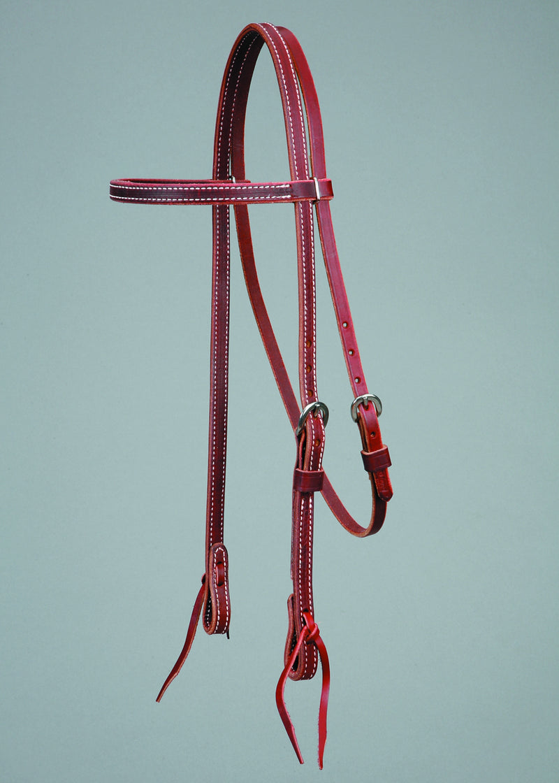 Colorado Saddlery Latigo Browband Headstall - Laced Bit Ends