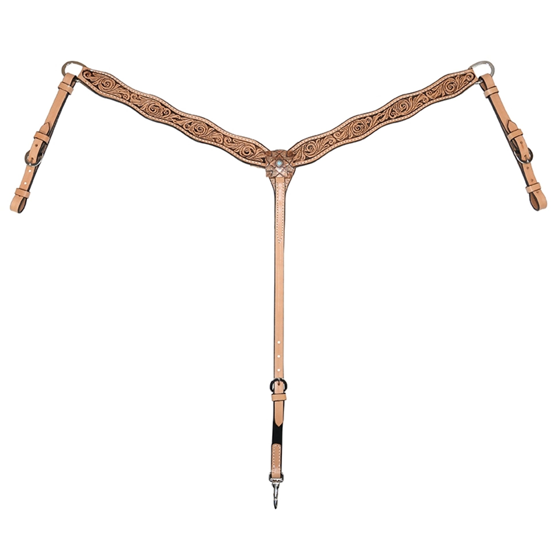 Reinsman Copper Square Concho Scalloped Swirl Tooled Breast Collar