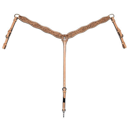 Reinsman Copper Square Concho Scalloped Swirl Tooled Breast Collar