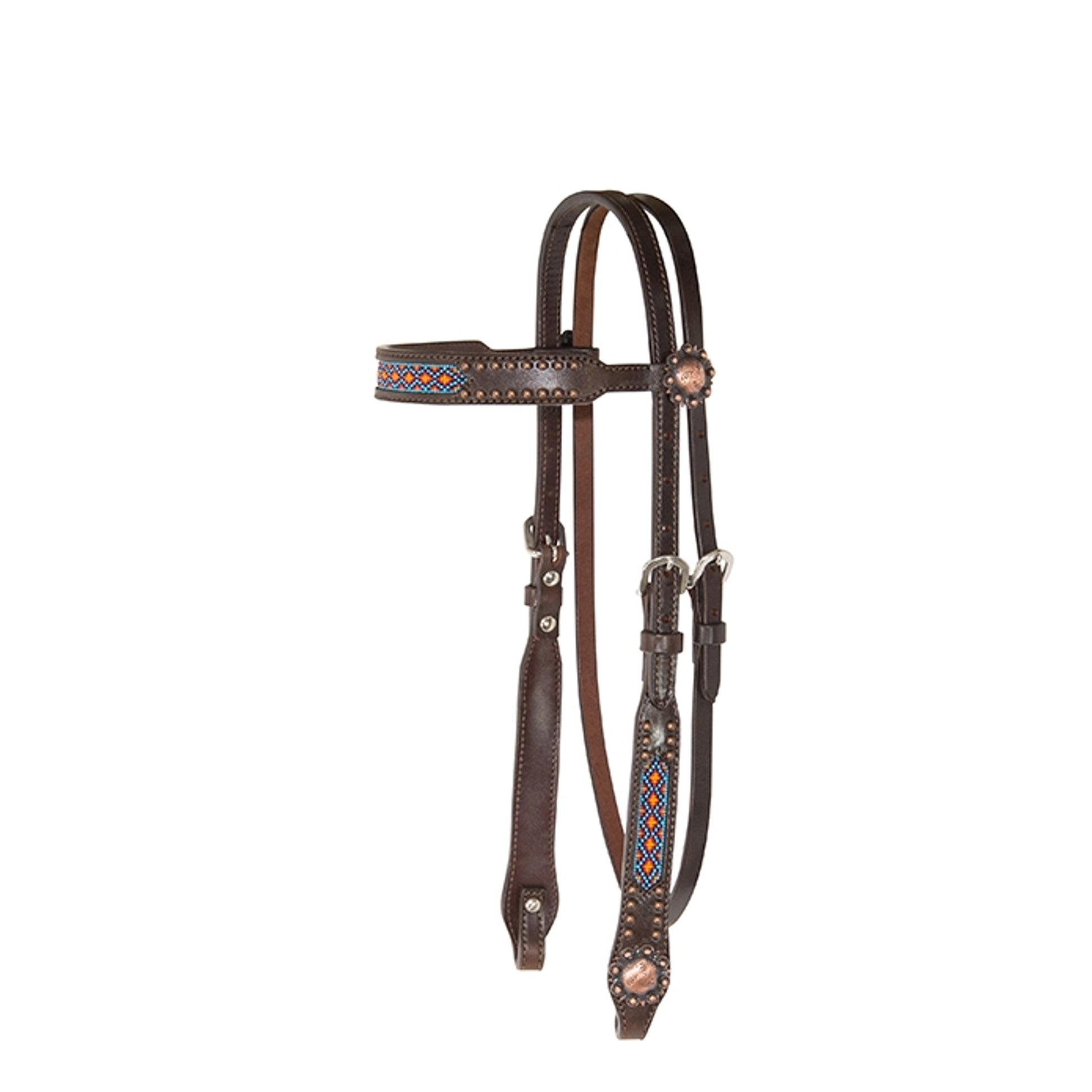 Reinsman Beaded Inlay Copper Dots Browband Headstall