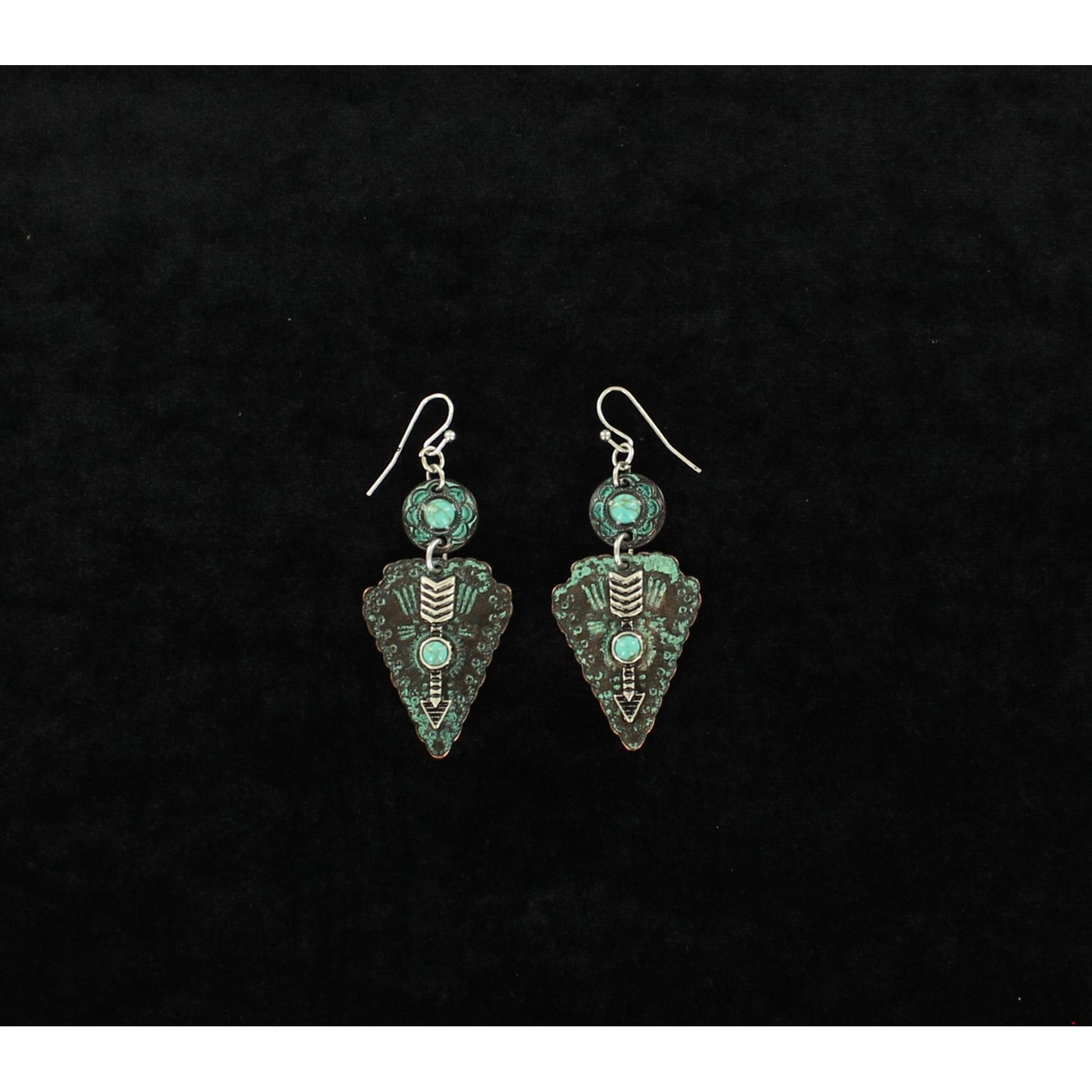 Blazin Roxx Patina Stone Arrow Dangle Earrings