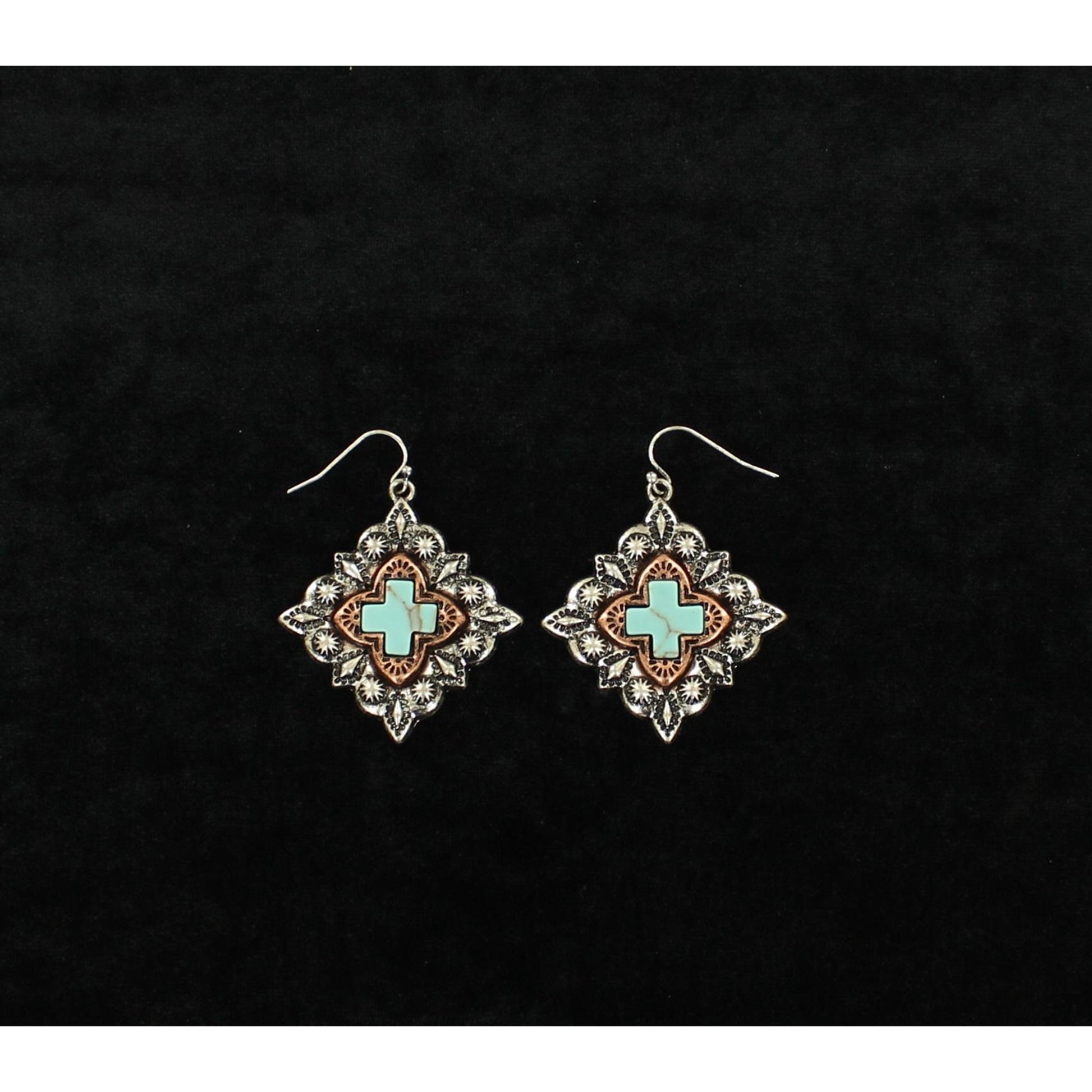 Blazin Roxx Western Diamond Cross Dangle Earrings