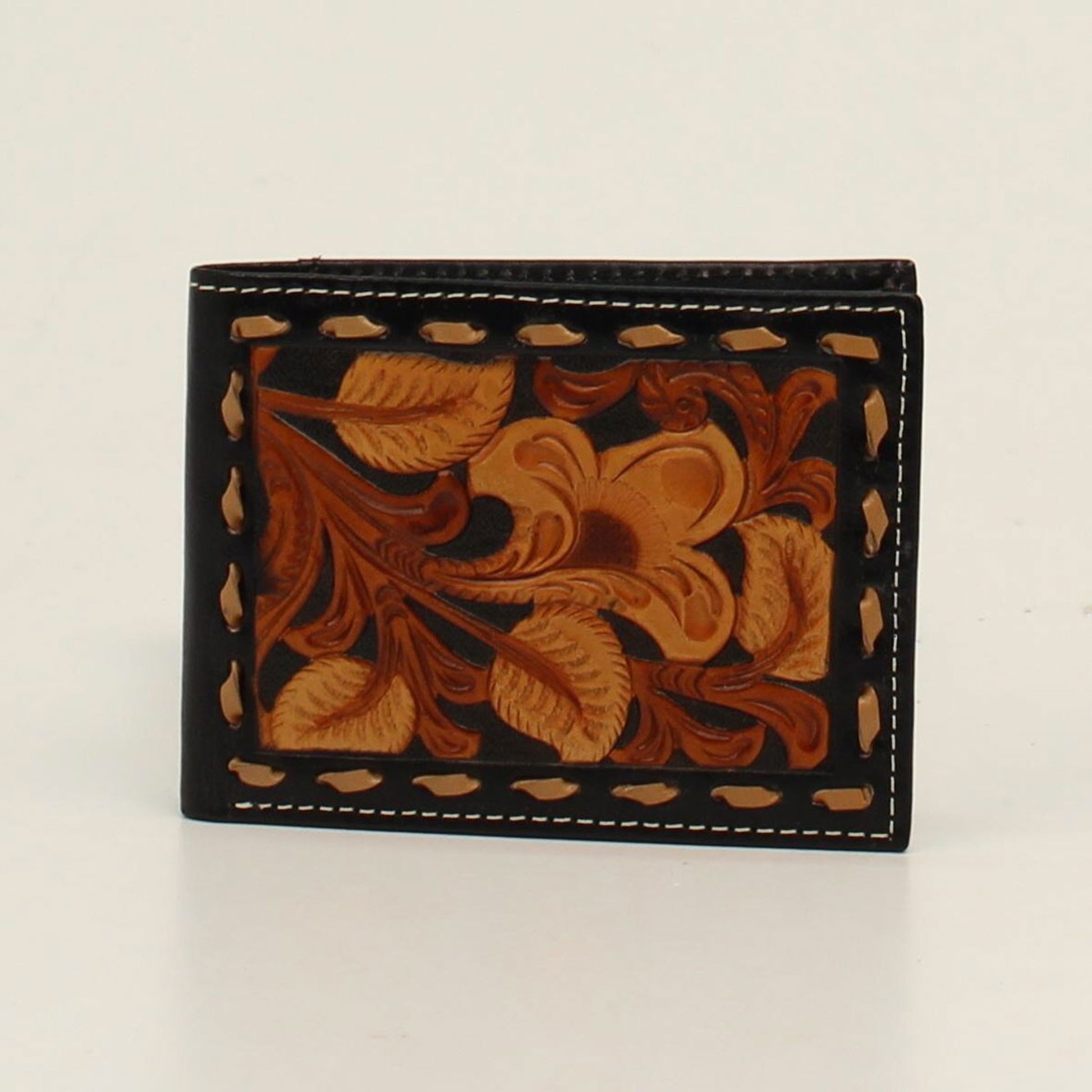 Nocona Mens Bi-Fold Floral Embossed Lace Edged Wallet