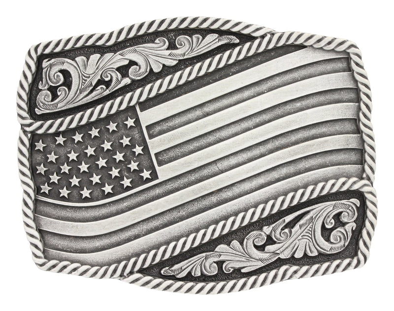 Montana Silversmiths Classic Impressions Waving American Flag Attitude Buckle