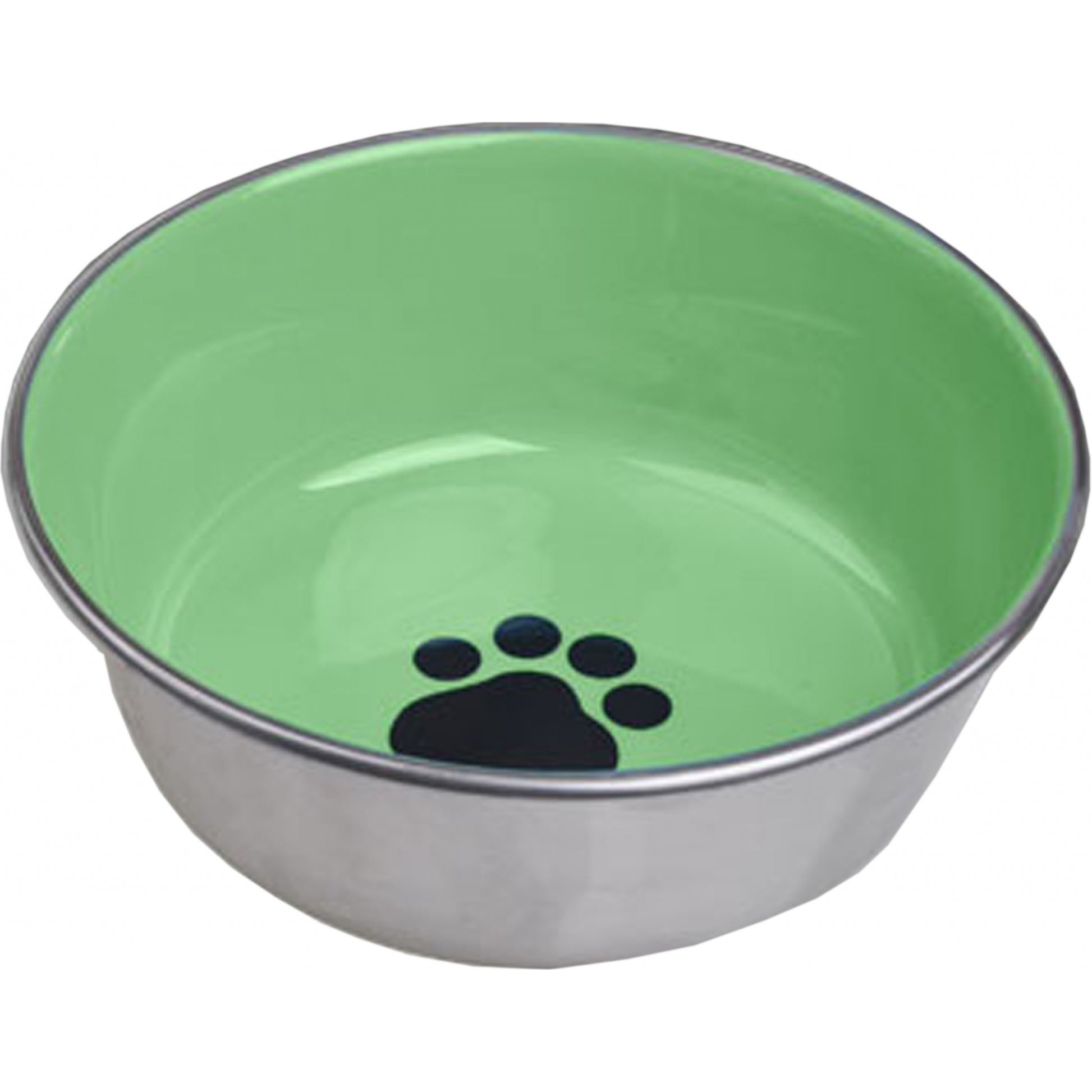 Van Ness Decorated Enamel Interior Stainless Non Skid Pet Dish