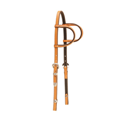 Tory Leather Double Ear Headstall With 3-Piece Silver Buckle Set
