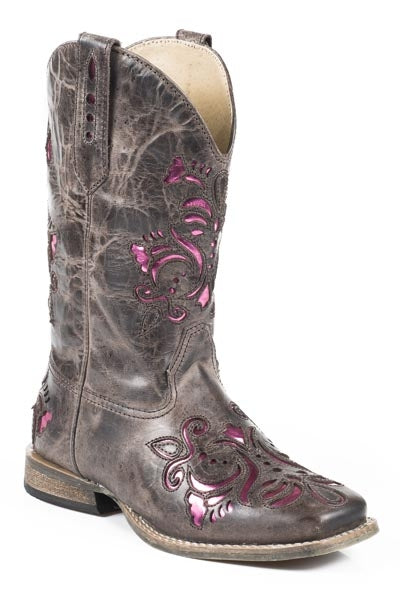 Roper Kids Belle Bling Wide Square Toe Cowgirl Boots