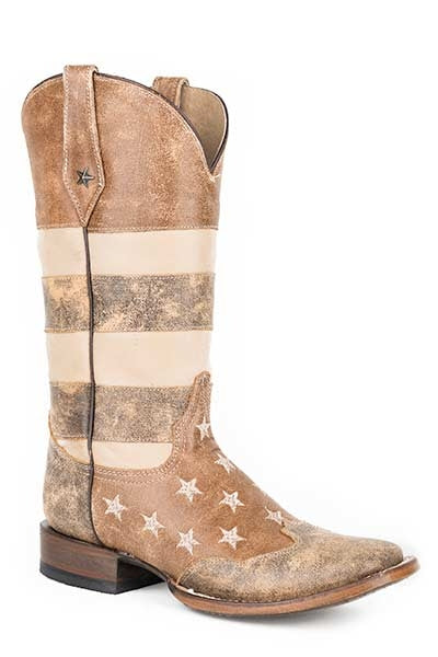 Roper Ladies Vintage American Flag Square Toe Cowgirl Boots