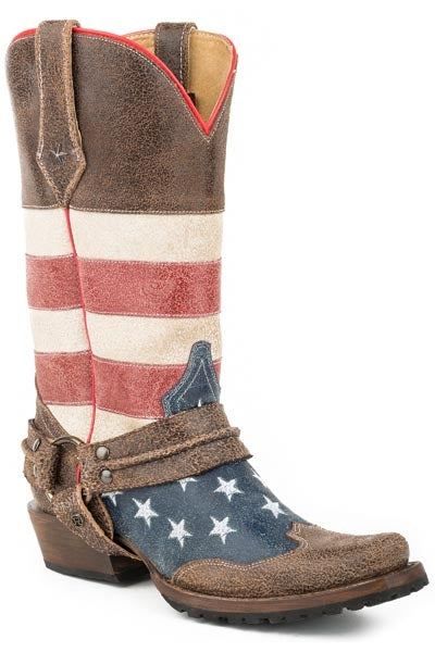 Roper Mens American Biker Bandit Toe Cowboy Boots