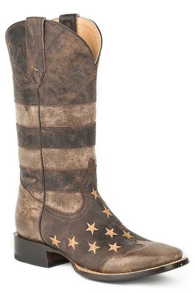Roper Mens Working Mans Flag Square Toe Cowboy Boots