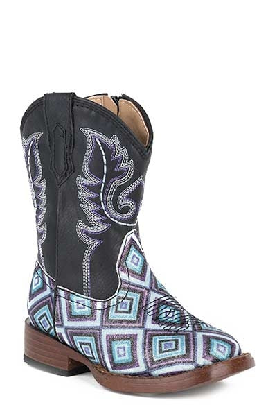 Roper Toddler Glitter Diamonds Bling Wide Square Toe Cowgirl Boots