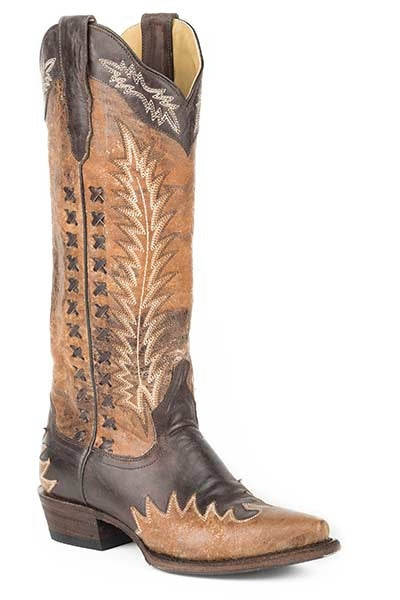 Stetson Ladies Morgan Crackle Fashion Snip Toe Cowgirl Boots