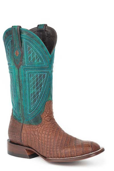 Stetson Mens Big Horn Exotic Gator Square Toe Cowboy Boots