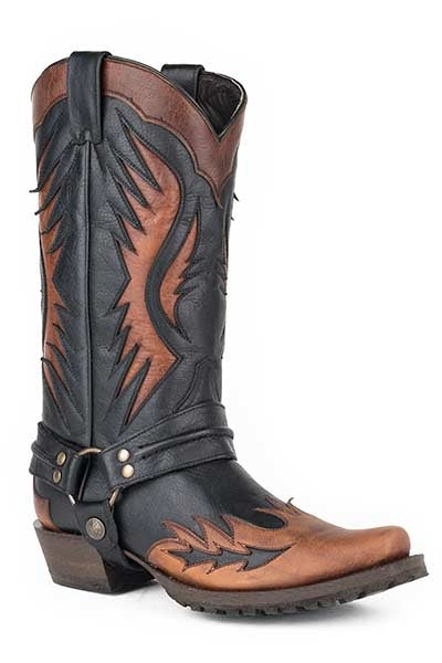 Stetson Mens Biker Outlaw Toe Lug Sole Cowboy Boots