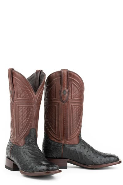 Stetson Mens Dillon Full Ostrich Square Toe Cowboy Boots
