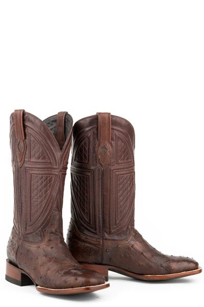 Stetson Mens Jackson Full Ostrich Square Toe Cowboy Boots