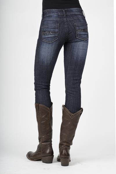 Stetson Ladies 503 Fit Glitter Rhinestones Detail Pockets Straight Leg Jeans