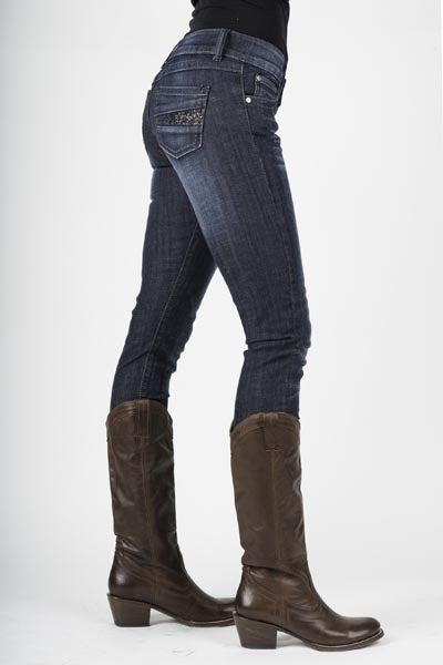 Stetson Ladies 503 Fit Glitter Rhinestones Detail Pockets Straight Leg Jeans