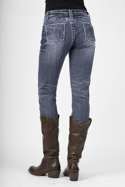 Stetson Ladies 503 Fit Rhinestone Line Detail Back Pocket Straight Leg Jeans