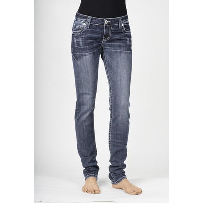 Stetson Ladies 503 Fit Rhinestone Line Detail Back Pocket Straight Leg Jeans