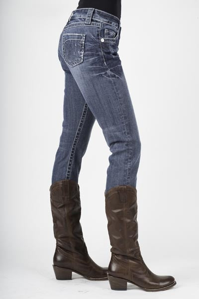 Stetson Ladies 503 Fit Rhinestone Line Detail Back Pocket Straight Leg Jeans