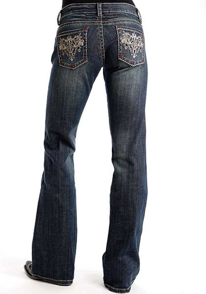 Stetson Ladies 816 Candelabra Deco X Stitch Pockets Classic Boot Cut Jeans