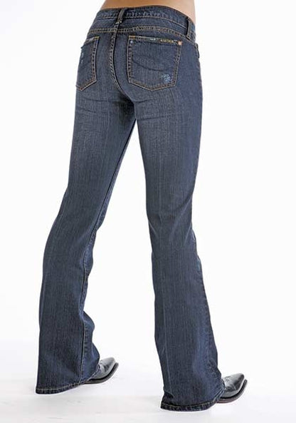 Stetson Ladies 816 Destructed Ink Wash Denim Boot Cut Jeans