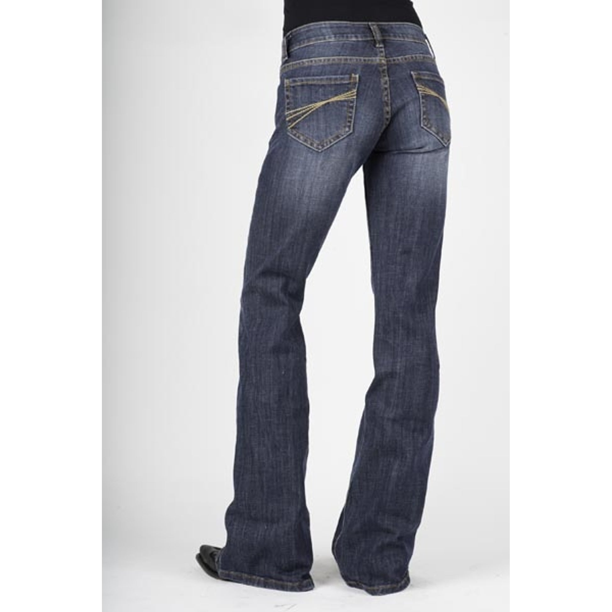 Stetson Ladies 816 Fit Metal Herringbone Coin Pocket Flared Leg Jeans