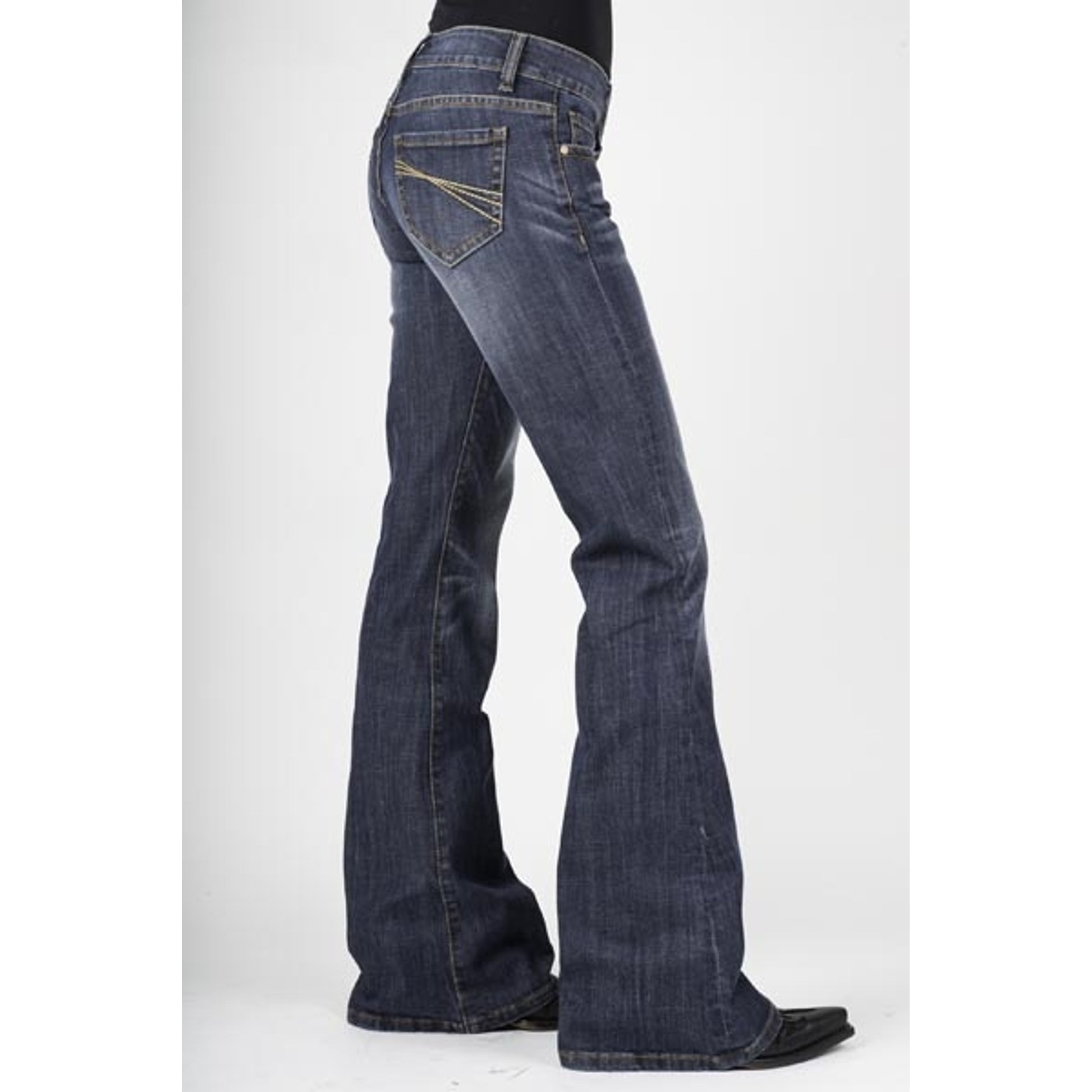 Stetson Ladies 816 Fit Metal Herringbone Coin Pocket Flared Leg Jeans
