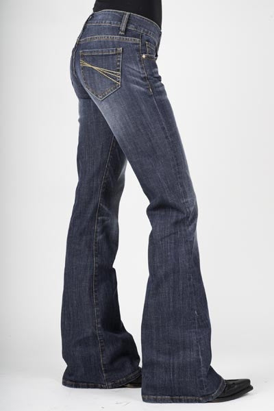 Stetson Ladies 816 Fit Metal Herringbone Coin Pocket Flared Leg Jeans