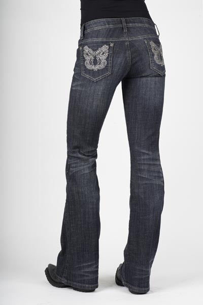 Stetson Ladies 816 Fit Thread & Rhinestone Detail Back Pockets Flared Leg Jeans