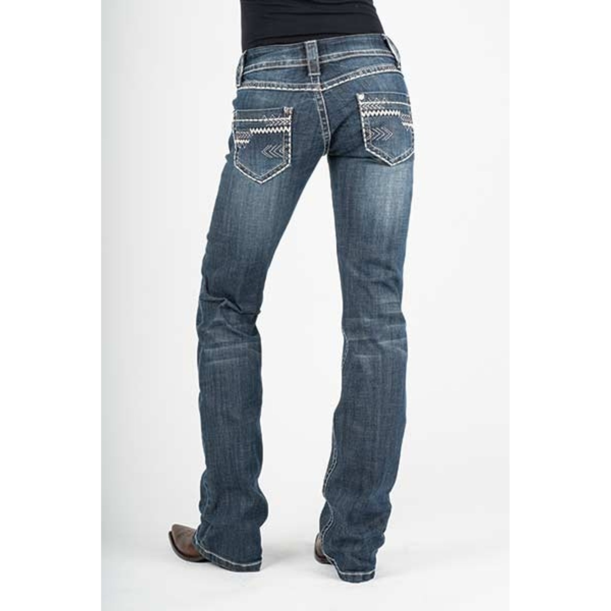Stetson Ladies 818 Contemporary Styling Arrow Deco Pockets Boot Cut Jeans