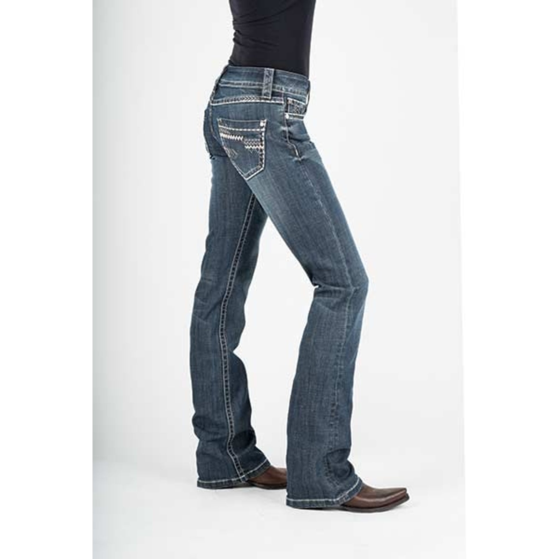 Stetson Ladies 818 Contemporary Styling Arrow Deco Pockets Boot Cut Jeans