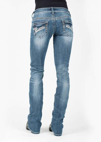 Stetson Ladies 818 Fit Script S Deco With Aztec Coin Side Seam Boot Cut Jeans
