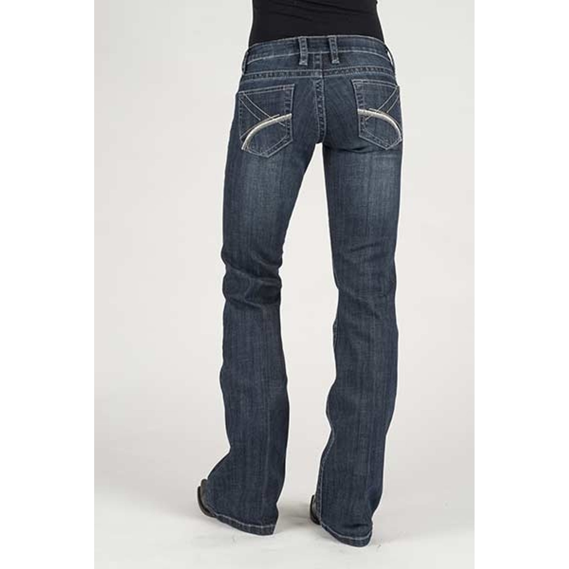 Stetson Ladies Contrast Chain Stitch Back Pocket Flared Leg Jeans