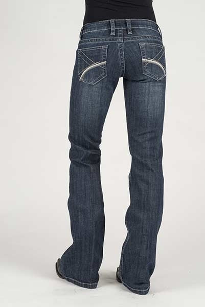 Stetson Ladies Contrast Chain Stitch Back Pocket Flared Leg Jeans