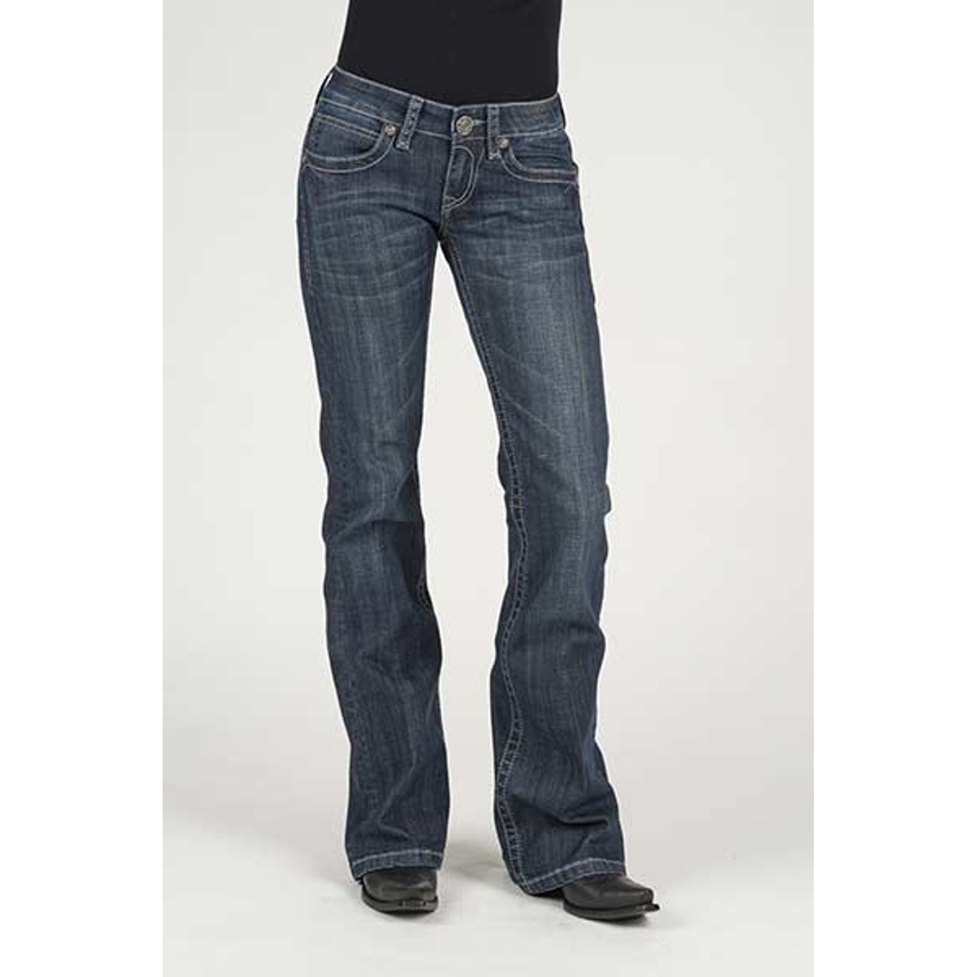 Stetson Ladies Contrast Chain Stitch Back Pocket Flared Leg Jeans