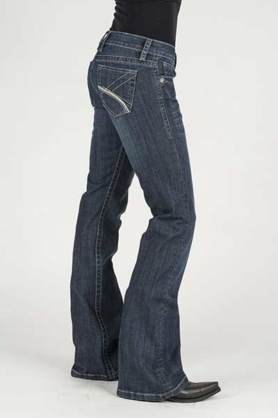 Stetson Ladies Contrast Chain Stitch Back Pocket Flared Leg Jeans