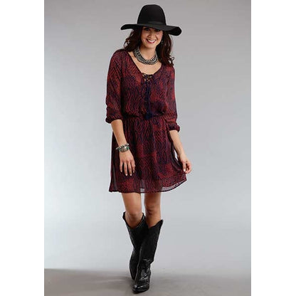Stetson Ladies Fall I NatIVe Patchwork V Neck Dress