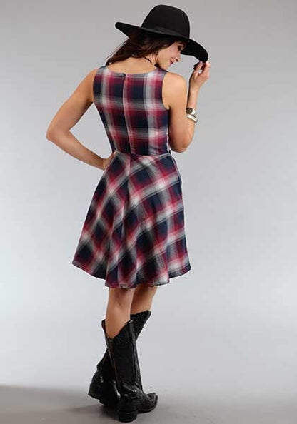Stetson Ladies Fall I Pomegranite Plaid Sleeveless Dress