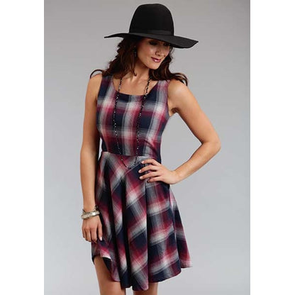 Stetson Ladies Fall I Pomegranite Plaid Sleeveless Dress