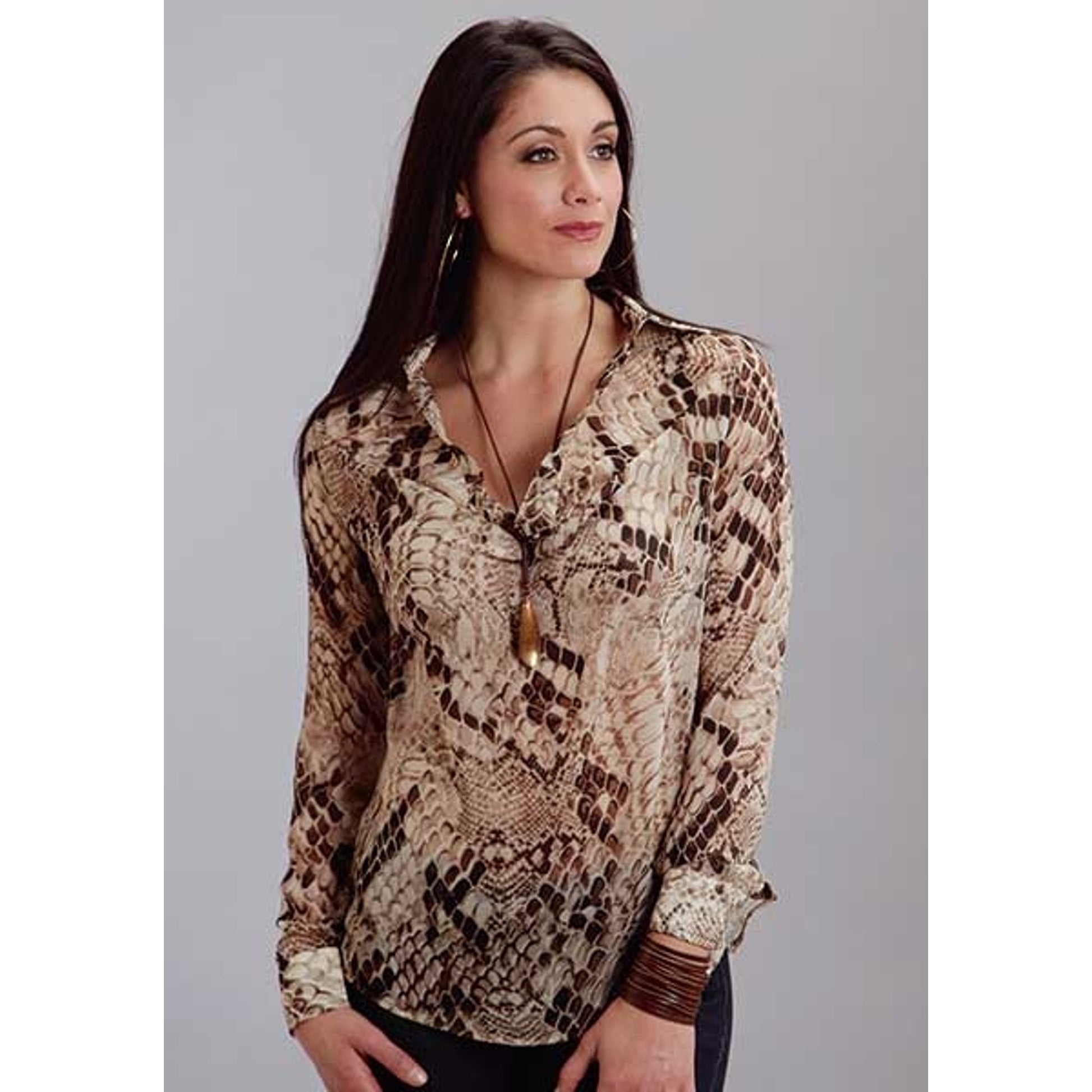 Stetson Ladies Fall I Snake Print Chiffon Shirt