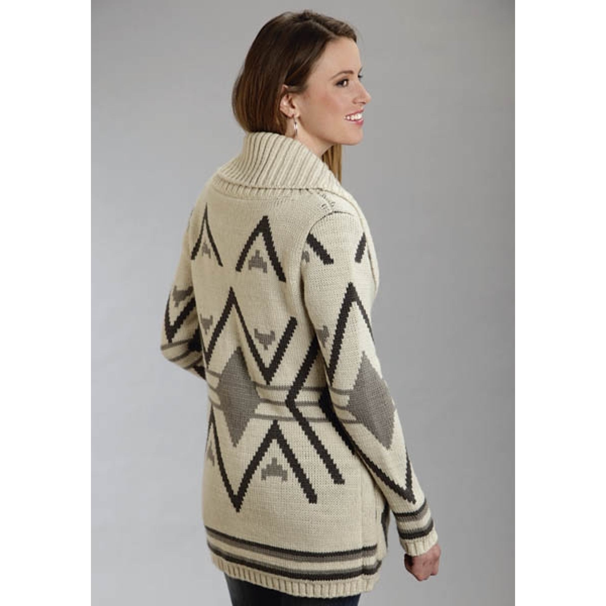 Stetson Ladies Fall II Aztec Intarsia Zipper Front Cardigan