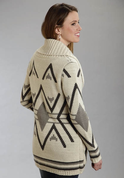 Stetson Ladies Fall II Aztec Intarsia Zipper Front Cardigan